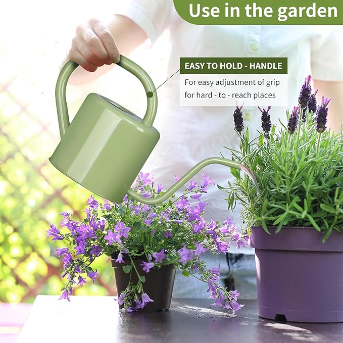 Watering Can, Stainless Steel Watering Can for Indoor & Outdoor Plants, 1L/35oz Long Spout Water Can with Handle, Rust-Proof Plant Watering Pot for House Plants, Garden Flowers