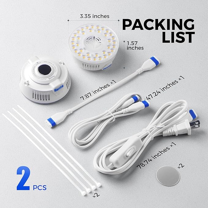 Barrina Orbgrow OG09 Puck LED Grow Light, 5000K 18W(2 x 9W, 270 Watt Equiv), Plant Lights for Indoor Plants Full Spectrum, Magnetic & Linkable, Small Grow lamp, Perfect for Plant Shelf, 2 Packs