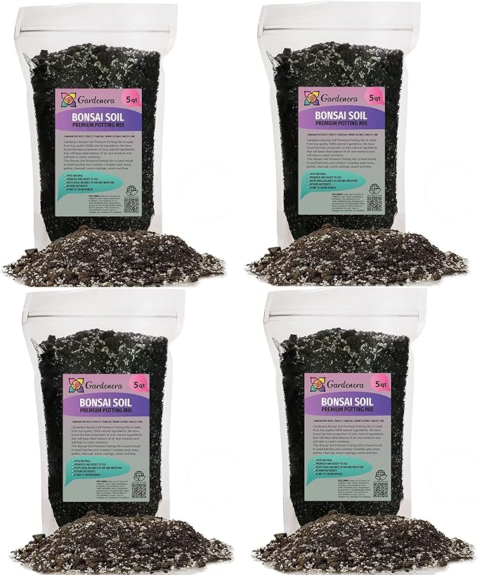 Gardenera Bonsai Soil Premium Potting Mix - 20 Quart - Trusted by Bonsai Enthusiasts for Exceptional Results and Healthier Trees (4 Bags of 5 Quart)