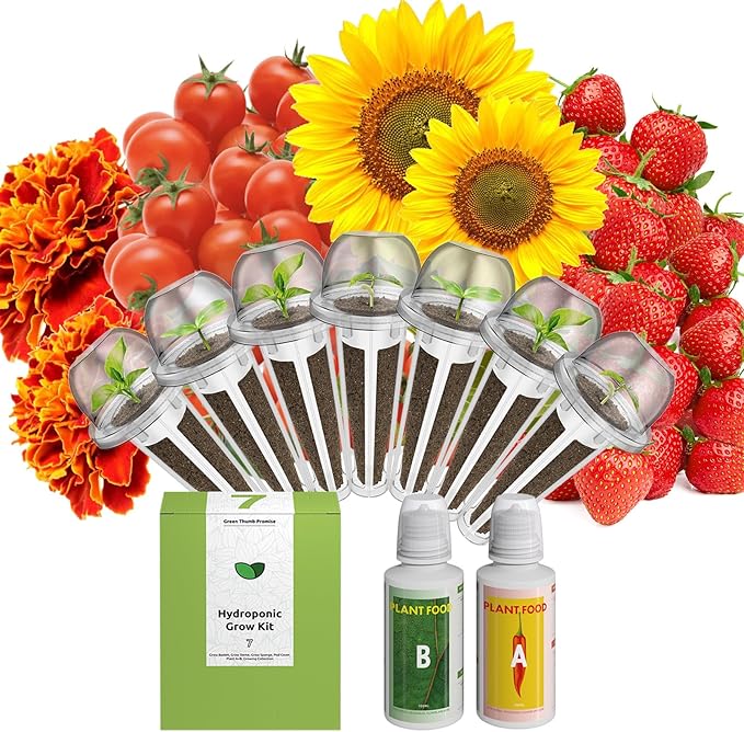 inbloom Vibrant Wildflower & Fruit Mixd Seed Pod Kit for AeroGarden, Ahopegarden Hydroponics Growing System, 7-Pods (350+ Seeds, Include Dwarf Sunflower, Marigold, Red Cherry Tomato, Red Strawberry