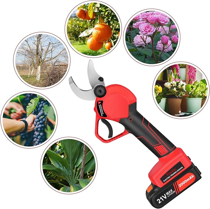 Electric Pruning Shears,Professional Cordless Tree Branch Pruner with 2PCS Lithium Battery and Matching Tools,30mm (1.2″) Cutting Diameter
