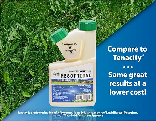 Liquid Harvest Mesotrione - 8oz - Mesotrione Concentrate (Compare to Tenacity) - Pre and Post-Emergent Weed Killer for Lawn and Turf Grasses