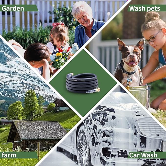 Heavy Duty Premium Garden Hose 25ft x 5/8", 300PSI Working, 1000PSI Burst, Water Hose with Transparent Swivel Handle - Hot/Cold Water - Five Layered Braiding for Durability