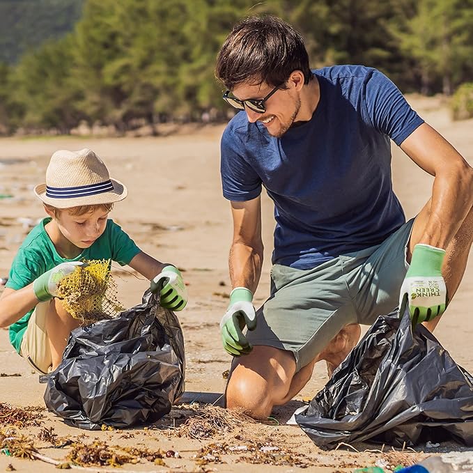 COOLJOB 3 Pairs Gardening Gloves for Women Men, 100% Recycled Polyester with Rubber Coated for Garden Patio Yard Lawn Work, Green, White & Grey, X-Large Size