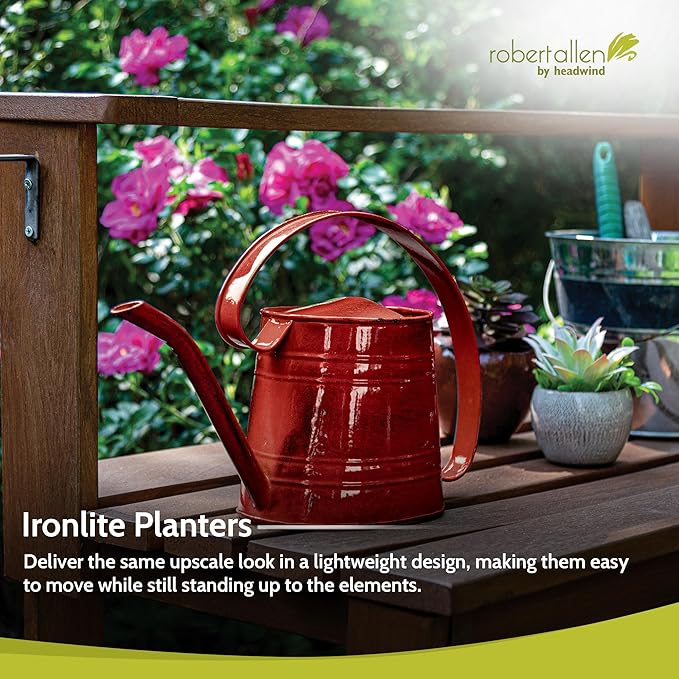 Headwind Danbury Vintage Watering Can – 1/2 Gallon Cayenne Red Decorative Galvanized Large Metal Watering Can Planter for Outdoor & Indoor – Antique Style by Robert Allen