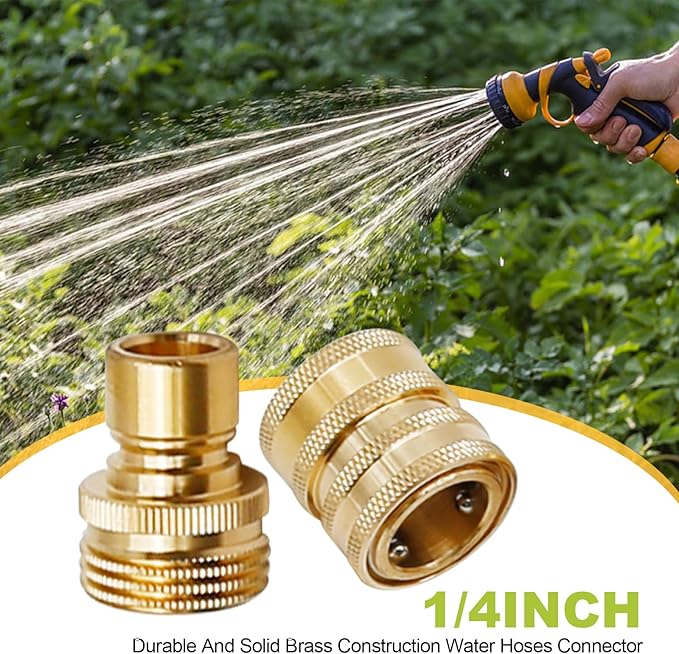 VIKKSAER 3/4 inch Garden Hose Quick Connect Water Hose Fittings, Thread Brass Water Hose Connectors (4PCS)