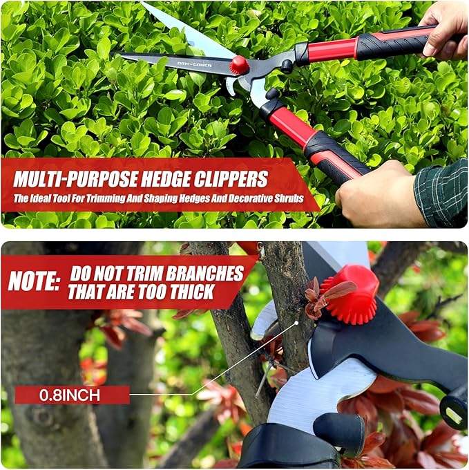 Garden Hedge Shear with Bypass Shear,Garden Hedge Trimmer with Shock Absorbing Cushion,Hedge Clipper for Trimming Border,Bush