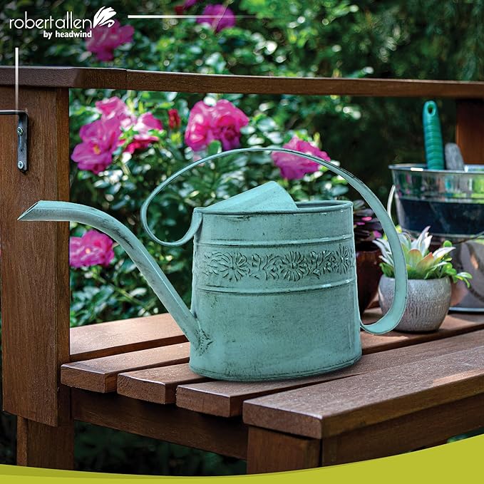 Headwind Willow Surf Blue 0.5 Gallon Galvanized Decorative Metal Garden Watering Can for Indoor & Outdoor Plant Care โ Vintage Gardening Plant Watering Can by Robert Allen