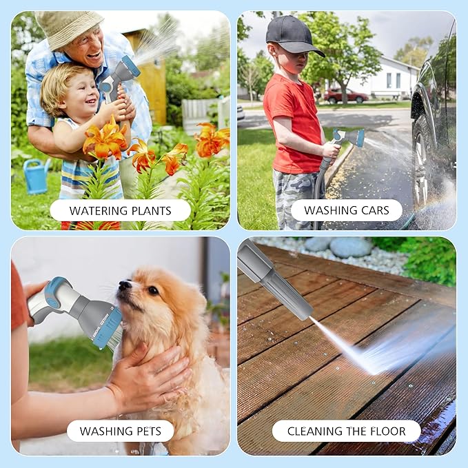 Retractable Garden Hose Reel - 1/2 in x 100 ft Wall Mounted Heavy Duty Water Hose Reel with Automatic Slow Rewind System, 180°Swivel Bracket, 2 Hose Nozzle, Light Gray