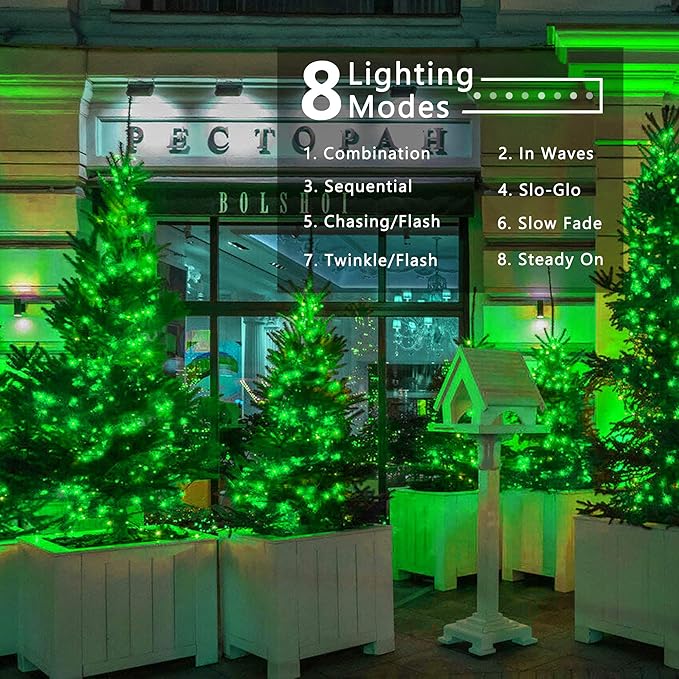 Brizled Green Christmas Lights, 78.74ft 240 LED Mini Light String, Connectable Outdoor Christmas Lights, Plug-in 8 Modes Indoor Fairy Light Waterproof for Xmas Tree St. Patrick's Day Party Decoration