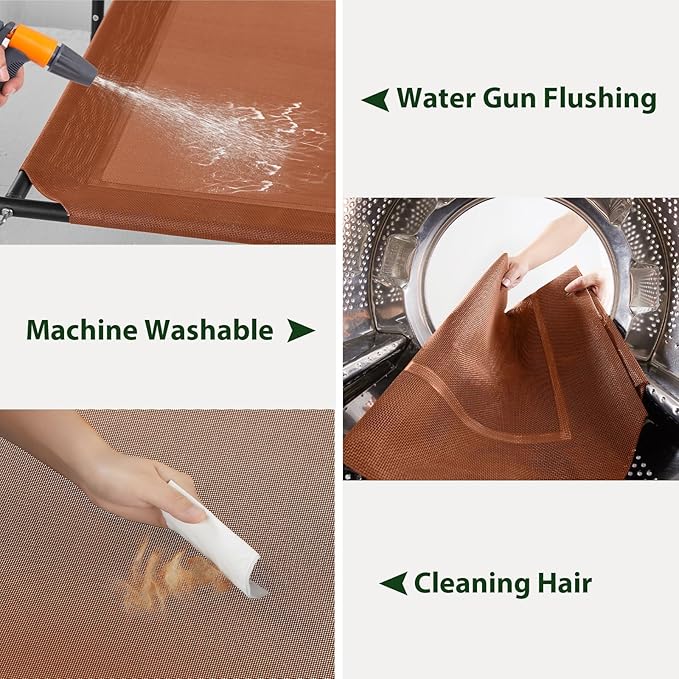 RRPETHOME Large Elevated Cooling Dog Bed,Raised Cots Beds,Outdoor Dog Bed,Chew Proof Portable Cooling Pet Cot Skid-Resistant Feet,Frame with Breathable Mesh