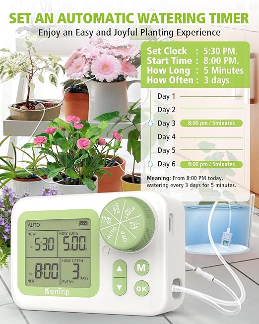 Greennote Automatic Watering System for Indoor Plants - DIY Quick-Connect Kit with Stabilized Flow Emitters, 15 Potted Houseplants Support, Effortless Setup