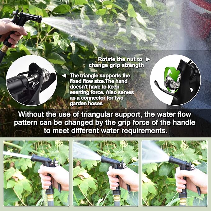 Hose Nozzle 2 Pack, Full Size Pistol Grip Water Nozzle Sprayer with Threaded Front, High Pressure Nozzle, Adjustable Spray Water Flow for Watering Plants, Showering Pet, Washing Car, Cleaning