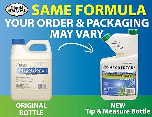 Liquid Harvest Mesotrione - 32oz - Mesotrione Concentrate (Compare to Tenacity) - Pre and Post-Emergent Weed Killer for Lawn and Turf Grasses
