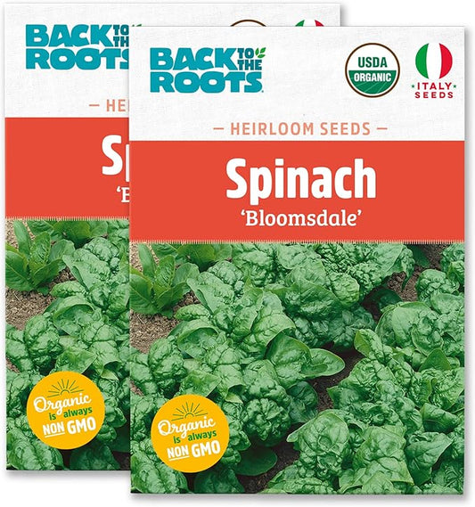 Back to The Roots 100% Organic Heirloom Seeds - Spinach Value Pack (2g Total)