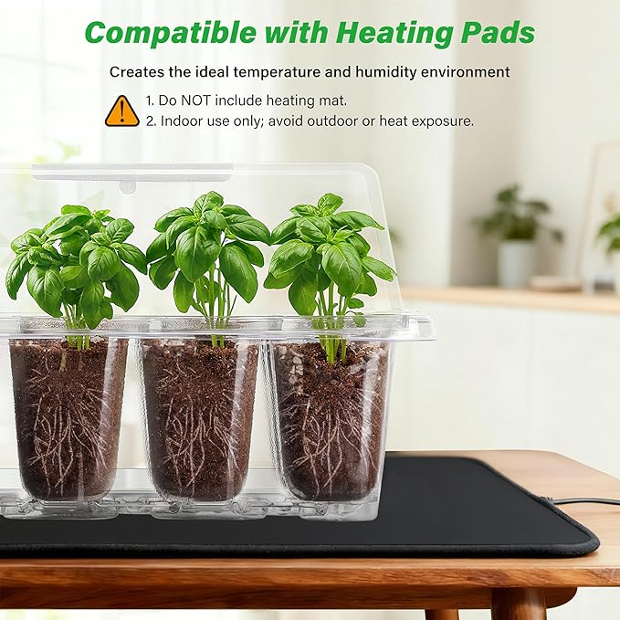 Bonviee 5-Pack Seed Starter Trays for Indoor Germination โ Humidity Dome to Regulate Temperature & Humidity, Clear Tray for Root Observation, Drain Holes to Prevent Overwatering (5 Packs, Clear)