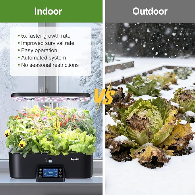 17-Pods Hydroponic Growing System with Dual Fans 24W Full-Spectrum Grow Light & Smart Control Panel for Indoor Gardening for Vegetables Herbs