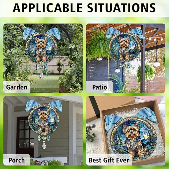 Yorkshire Terrier Dog Ears Wind Spinner, Yorkshire Terrier Wind Spinner Hanging for Yard and Garden (Yorkshire Terrier)