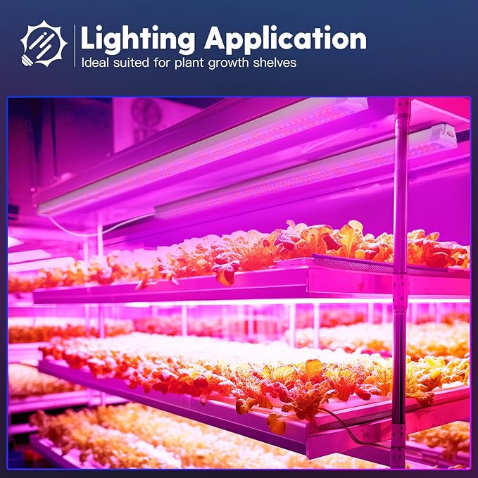 FREELICHT 1 Pack 4FT LED Grow Light, 40W (250W Equivalent), Red Blue (660nm+460nm) Full Spectrum Grow Light for Indoor Plants, Linkable Plug in Plant Growing Lamps for Hydroponic Seeding Veg Flower