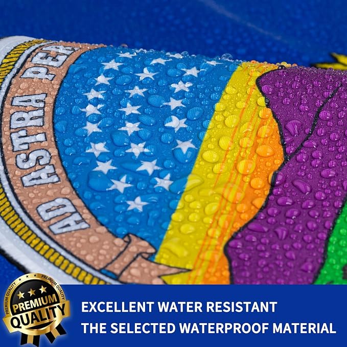 XIFAN Premium Kansas State Flag 3x5 ft Outdoor, Double Sided Embroidered Pattern, Heavy Duty 210D Nylon KS Flags, the Strongest Longest Lasting for Outside with Sewn Stripes/Brass Grommets