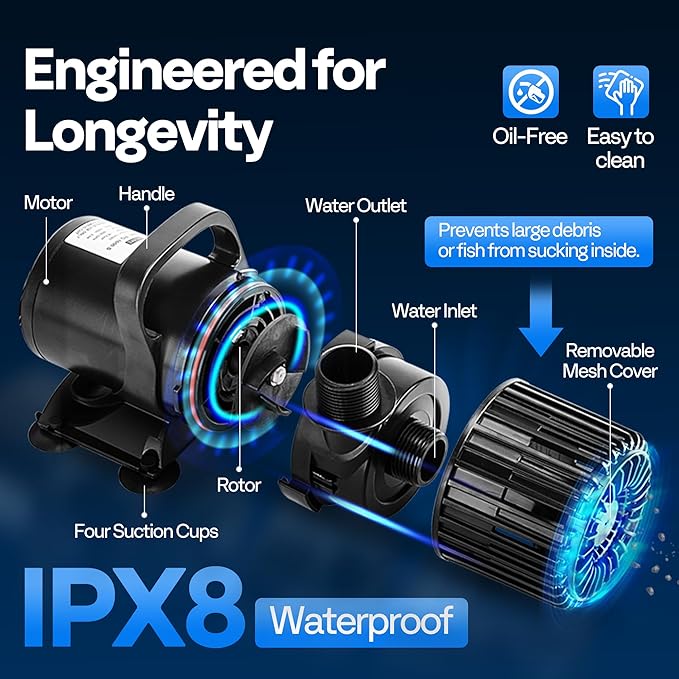 VIVOHOME Electric 100W 1600GPH Submersible Water Pump for Koi Pond Pool Waterfall Fountains Fish Tank and Aquarium