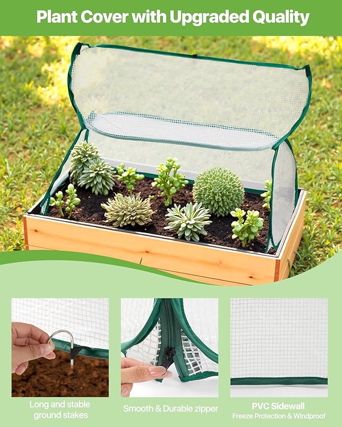 Garden Covers for Raised Beds, Plant Greenhouse Cover for Raised Garden Bed, Freeze Protection Humidity Domes for Gardening Germination and Seedling Propagation, Pest Protection, 2 Pack