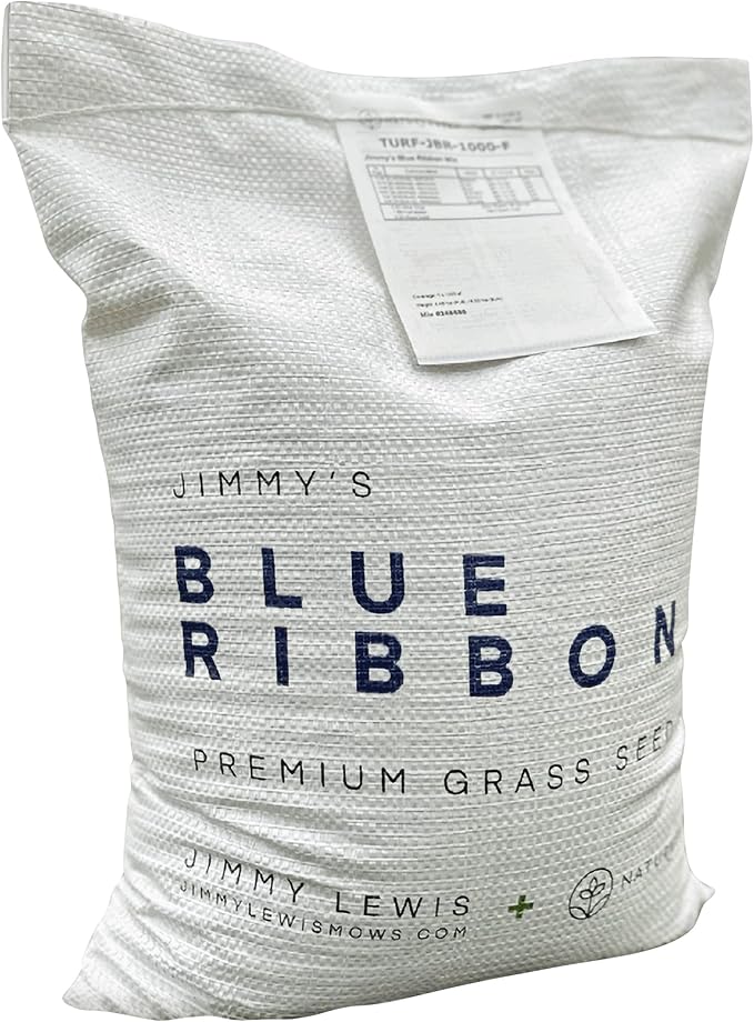 Nature’s Seed Jimmy's Blue Ribbon Mix, Kentucky Bluegrass and Perennial Ryegrass Grass Seed Blend, High-Traffic, for Garden, Lawn, Yard, 5 lbs