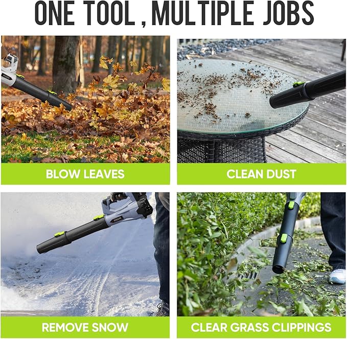 Steelite Leaf Blower Cordless with 2 Battery and Charger, 20V Electric Leaf Blowers, Lightweight Handheld Blower for Lawn Care, Patio, Garden, Grey and Green