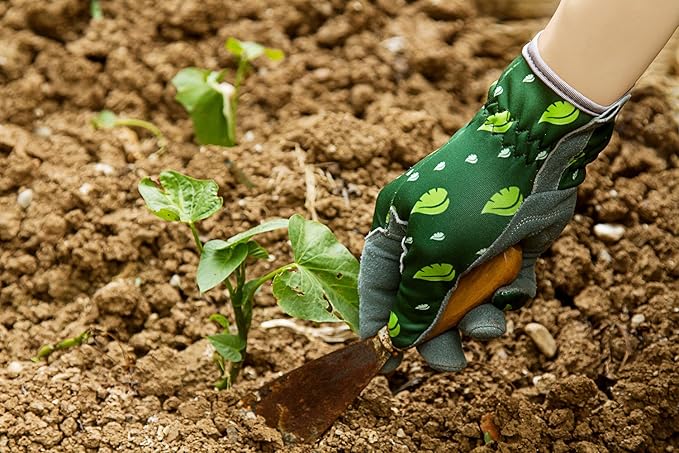 SKYDEER Women's Gardening Gloves - Genuine Deerskin Suede, Ultra-Soft Padded, Comfort Fit for Outdoor Work (SD6615/M)