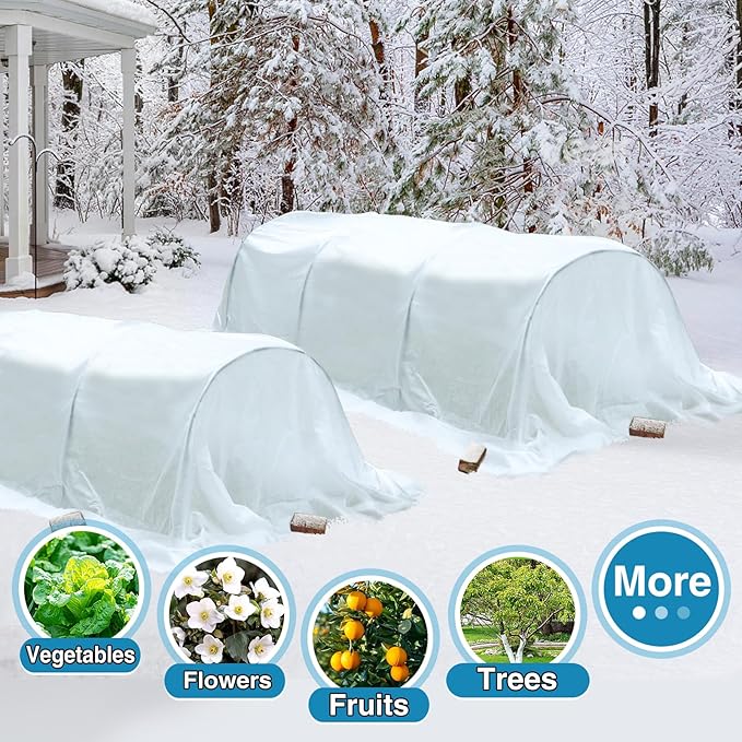 Alphatool Plant Covers Freeze Protection - 10 ft x 12 ft Frost Cloths Blankets for Outdoor Plants, 1.0oz/yd² Non-Woven Fabric Floating Row Cover, Thick Garden Covers for Raised Beds