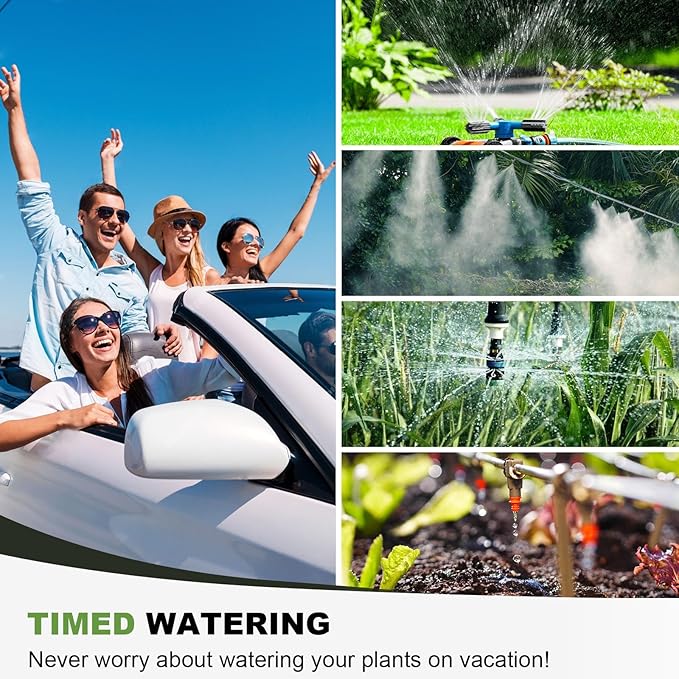 2 Pcs Sprinkler Timers, XinFuturse Water Timer, Programmable Garden Hose Timer with Rain Delay, Manual& Automatic Watering System, Waterproof Irrigation Controller Watering Lawn Evenly& Efficiently