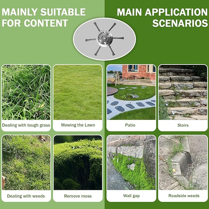 Steel Wire Grass Trimmer Head, Upgrade Bold 2.3 Times Prevent Breaking Steel Wire Weed Eater Head, for Low-Power Lithium Battery Weed Trimmers, 6 Inch Wire Weed Trimmer Head(Low Power 6 Blade)