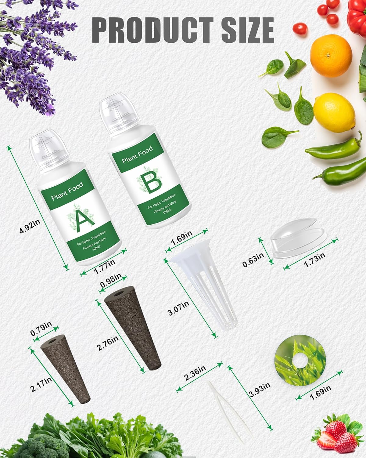 51Pcs Hydroponic Pods Kit: Compatible with Aerogarden Hydroponics Growing System Kit, 12 Grow Baskets, 12 Pod Labels, 12 Grow Domes, 12 Grow Sponges, with 200ml Plant Food Nutrient,1 Tweezers