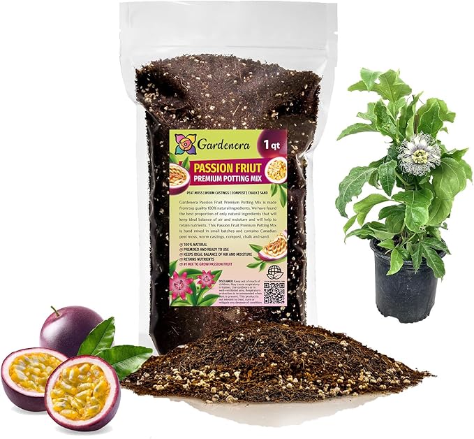 GARDENERA Premium Passion Fruit Potting Soil Mix - Perfect Balance of Nutrients, Drainage, and Aeration for Thriving Passion Fruit Vines - 1 Quart