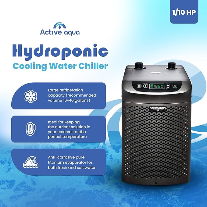 ACTIVEAQUA Hydroponic Water Chiller Cooling System with Remote Control and Freestanding Mounting Type for Home and Kitchen, Black