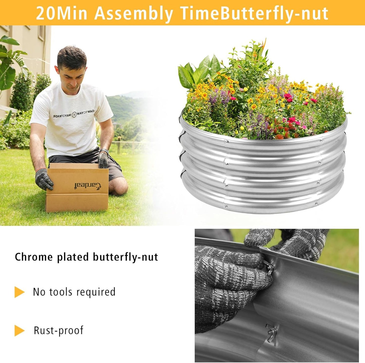 Garden Galvanized Raised Garden Bed Kit - Metal Planter Boxes for Vegetables/Herbs/Flowers, Heavy-Duty Steel Outdoor Garden Box with Reinforced Edges(3X3X1FT)