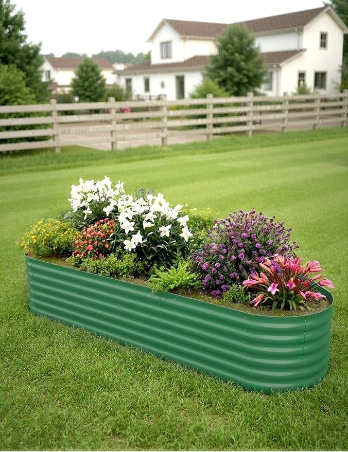 2 Pcs Raised Garden Beds Outdoor 8x2x1.5 ft - Galvanized Steel Planter Box for Vegetables, Flowers, Rust-Resistant Garden Box, Easy Assembly Raised Beds, Durable Planters for Outdoor Plants, Green