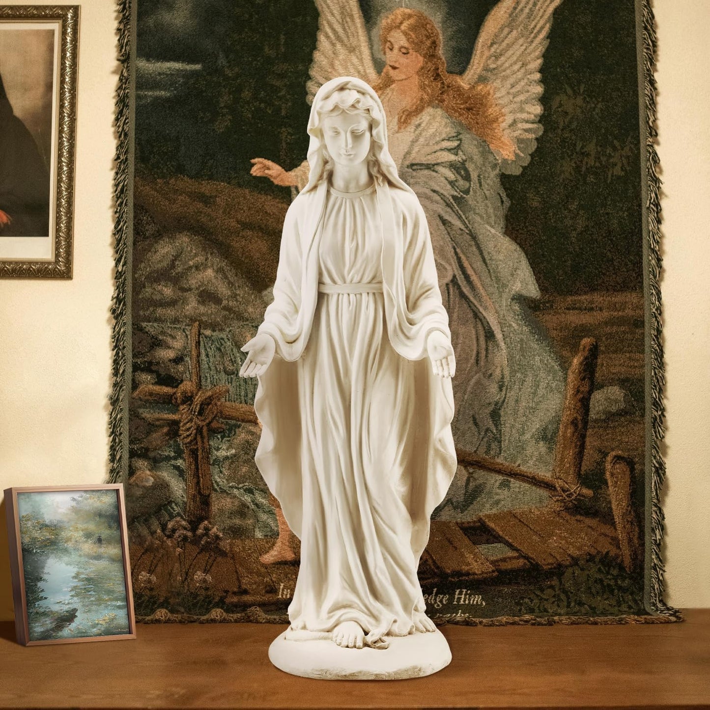 YOLENY Virgin Mary Statue Outdoor, 29.4 Inch Tall Garden Statue of Mary, Religious Blessed Mother Sculpture for Patio Yard Home Decor