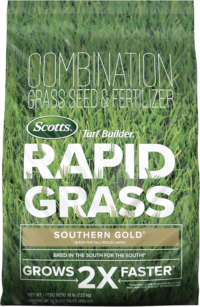 Scotts Turf Builder Rapid Grass Southern Gold Blend for Tall Fescue Lawns, Combination Seed and Fertilizer, 16 lbs.