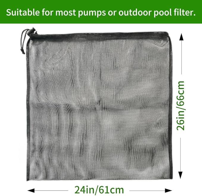 24" x 26" Pond Pump Cover Filter Bag, Black Media Bag Large Pump Mesh Bag for Outdoor Water Ponds Filters, Water Filter Pump, Outdoor Ponds, Garden, Swimming Pool (1, 24" x 26")