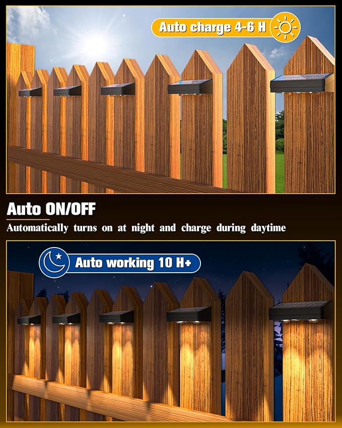 Solar Fence Lights 20 Pack, 50 Lumens Outdoor Solar Lights with 12 Modes RGB Color Glow LED,Waterproof, Solar Lights for Patio, Backyard, Deck, Fence, Railing(White Shell)