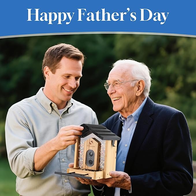 TT Nature Bird Feeder with Camera, Upgraded 1.5L Smart Bird Feeder with AI Identify for 10000+ Bird Species, Auto Capture Bird & Real-time Notifications, Ideal Gift for Bird Lover (Wooden Roof)