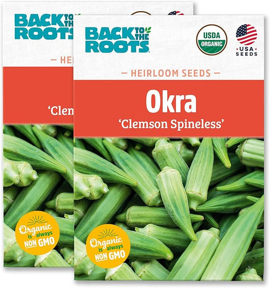 Back to The Roots 100% Organic Heirloom Seeds - Okra Value Pack(2.8g Total)