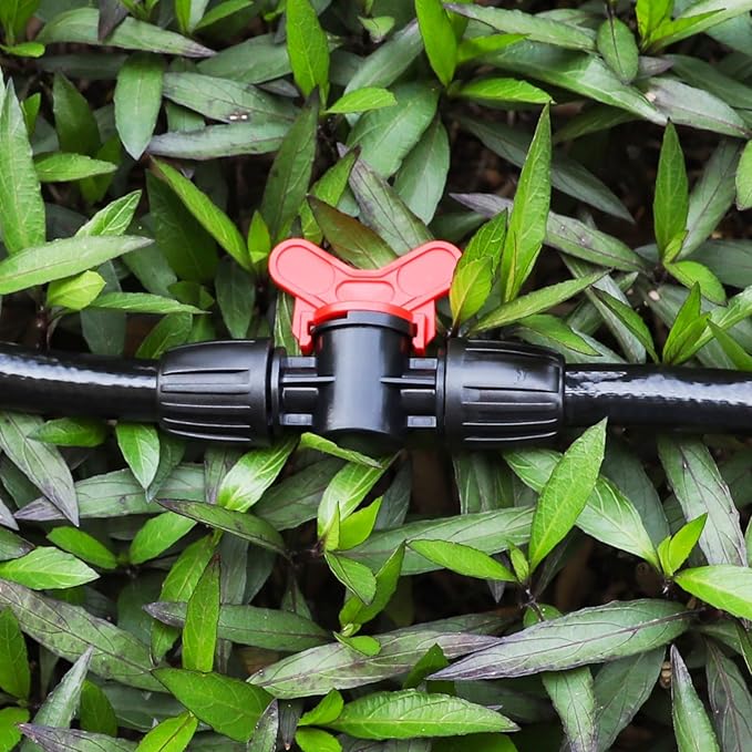 Bonviee 6 Packs 1/2” Drip Irrigation Shut Off Valve, in-Line Barbed Locking Valve for 1/2 Inch Tubing, Water Flow Control for Garden, Greenhouse, Raised Bed Systems