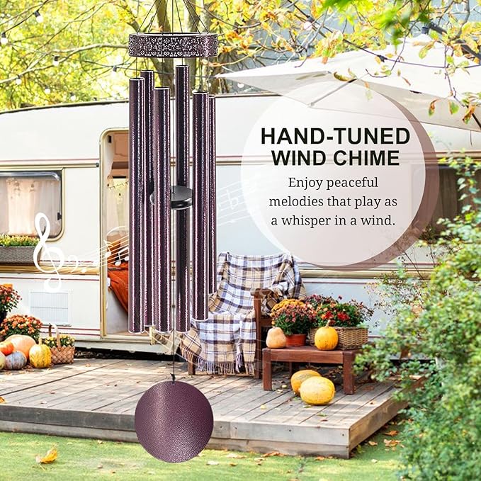 ASTARIN 48'' Wind Chimes for Outside Deep Tone - Large Windchimes with 6 Heavy Tubes, Memorial Wind Chimes Outdoor for Garden Hanging Décor,Sympathy Gifts,Bronze