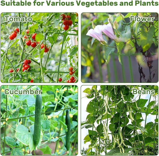 DOEWORKS Cucumber Trellis, 56" High Foldable A Frame Garden Trellis, 2 Pack, Plant Support for Climbing Cucumber, Beans, Tomatoes, Flowers, Green