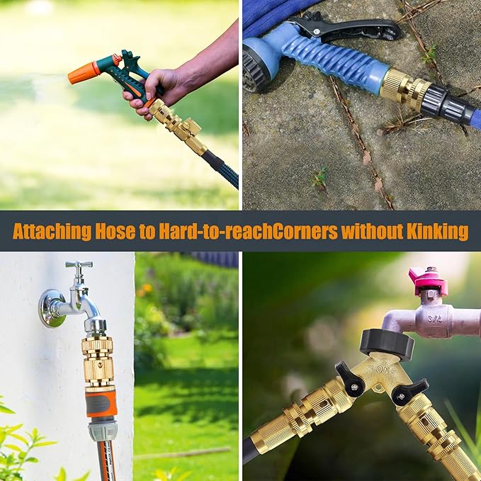 2PCS Garden Hose Quick Connect, Durable Quick Connect Hose Fitting, Heavy Duty 3/4 GHT Brass Quick Coupler for Pressure Washers, Sprinklers and Watering Systems