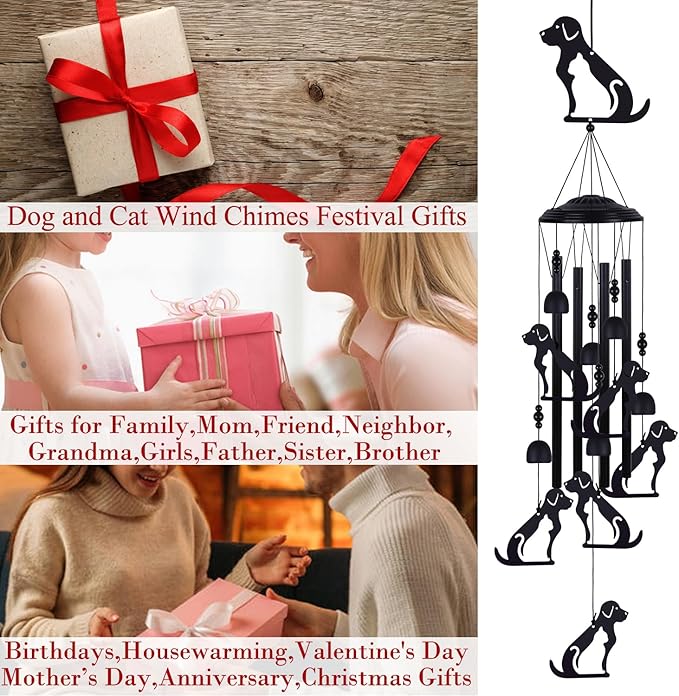 Dog and Cat Wind Chimes Decor, Mobile Blessing Wind Bells Decorate, Sympathy Wind Catcher, Memorial Gifts for Mom,Grandma,Woman,Dog Cat Lovers(Outside/Indoor/Home/Room/Porch/Yard/Garden Decoration)