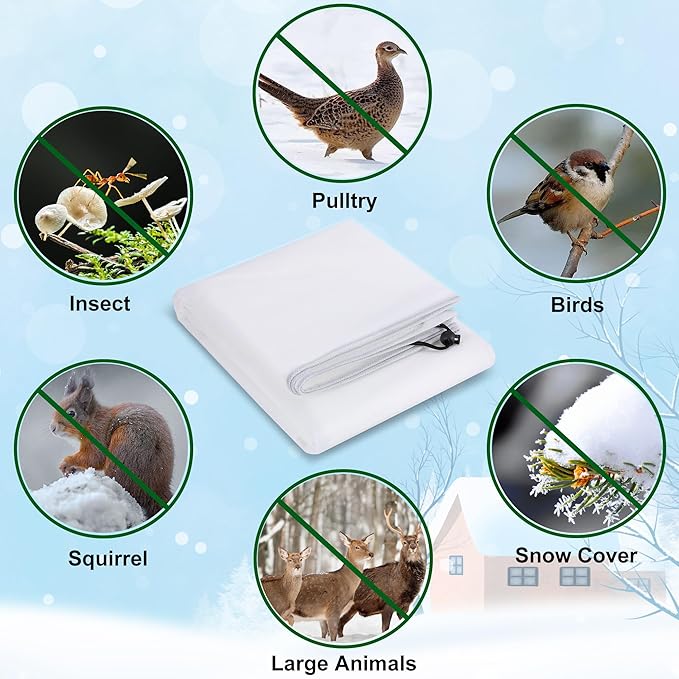 Alpurple 4 Packs Winter Drawstring Plant Covers - 47" X 31.5" Warm Plant Protection Cover Bags, Frost Cloth Blanket Protecting Fruit Tree Potted Plants from Freezing Animals Eating