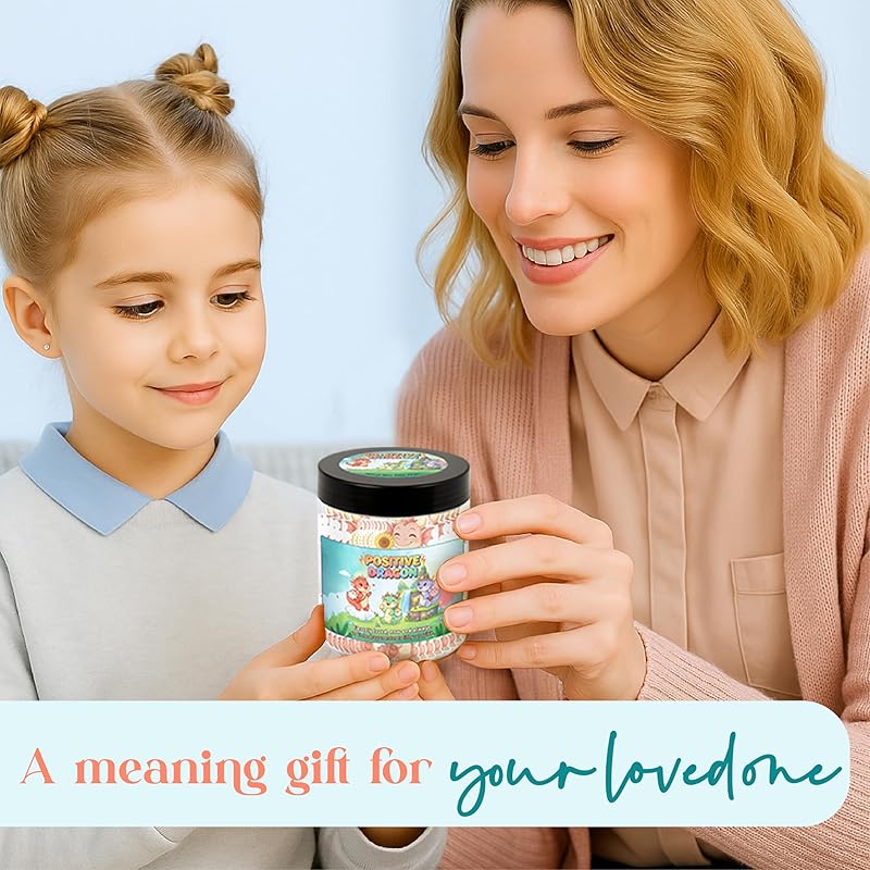 Positive Dragon Jar With 60 Affirmation Cards โ Dragon Figurine Inspired Gifts, Dragon Bookshelf Decor, Dad Birthday Gift, Grandma Birthday Gifts, Unique Positivity Cards For Grandpa